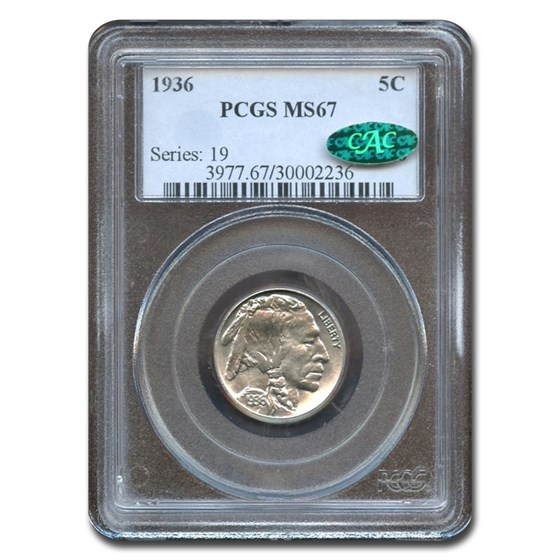 1936 Buffalo Nickel MS-67 PCGS CAC 1936 Buffalo Nickel MS-67 PCGS CAC